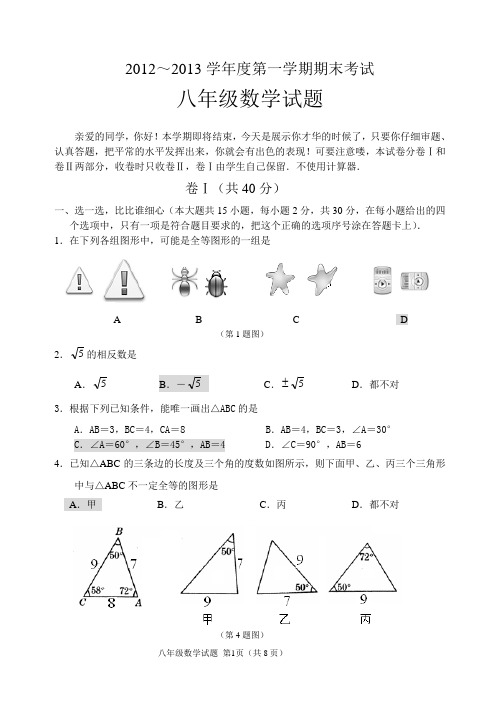 12-13第一学期期末八年级试题