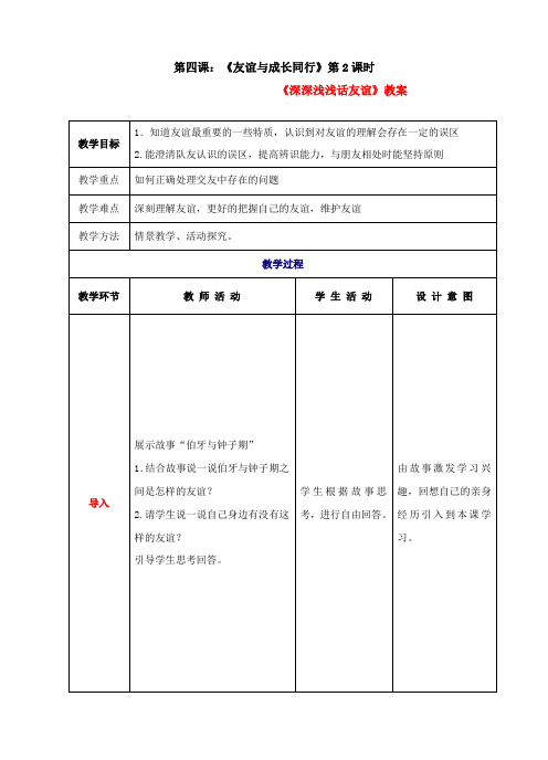 2-4-2深深浅浅话友谊(教案) 