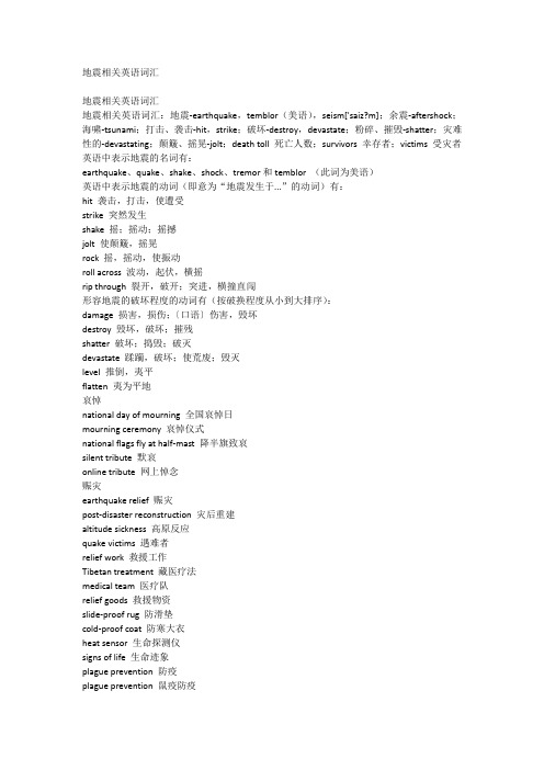 【英语词汇知识资料】 地震相关英语词汇
