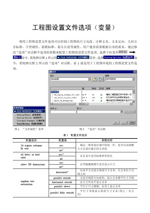 PROE工程图设置文件选项详解