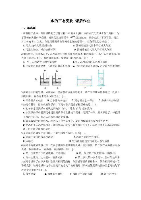 课后作业 水的三态