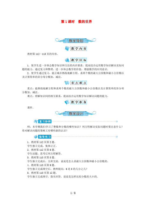 阜平县第二小学五年级数学下册 八 整理与复习第1课时 数的世界教案 苏教版
