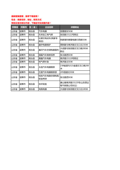 新版山东省淄博市桓台县汽车电器企业公司商家户名录单联系方式地址大全13家