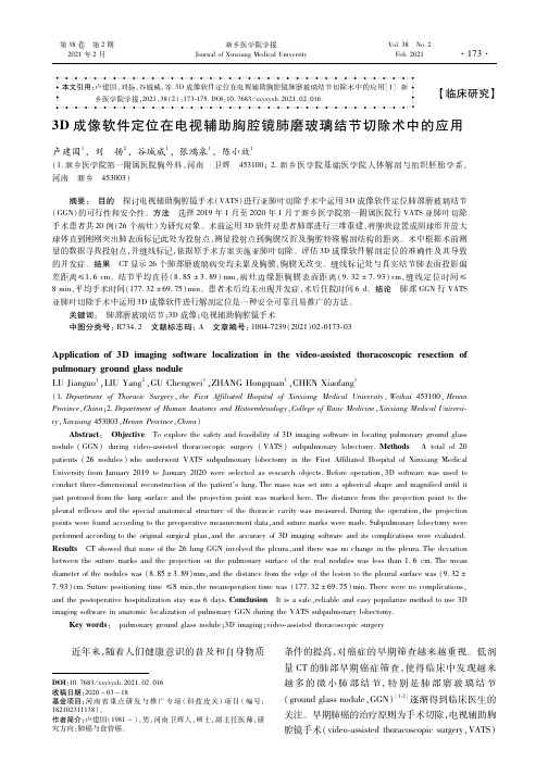 3D成像软件定位在电视辅助胸腔镜肺磨玻璃结节切除术中的应用