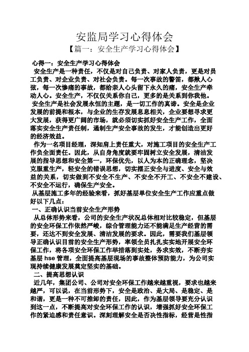 安监局学习心得体会
