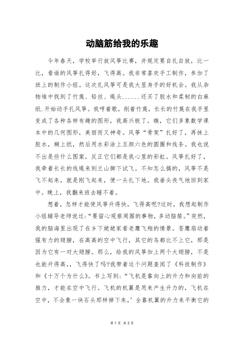 动脑筋给我的乐趣_六年级作文