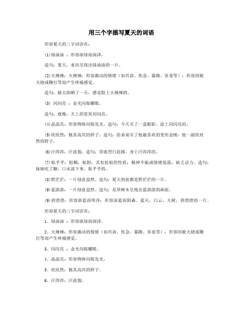 用三个字描写夏天的词语