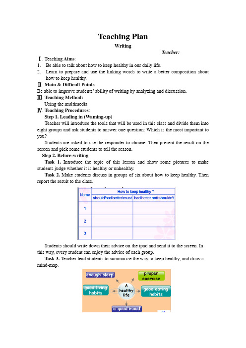 人教英语八下Unit 1 Section B-Writing--教案