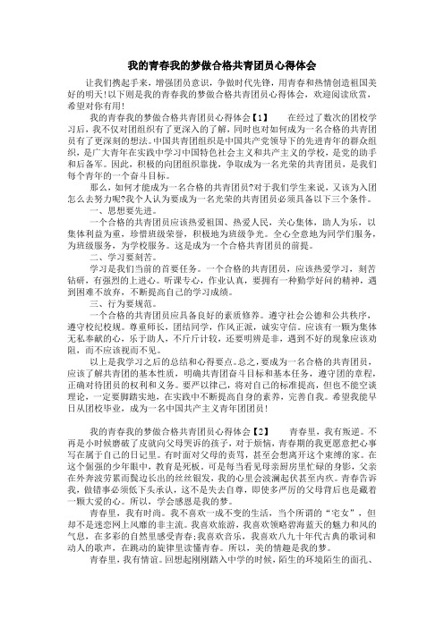 我的青春我的梦做合格共青团员心得体会