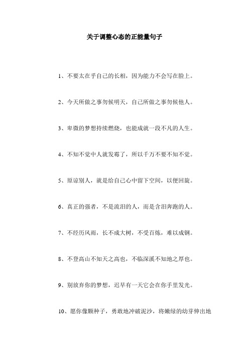 关于调整心态的正能量句子