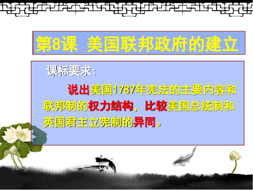 高中历史必修1《近代西方资本主义政治制度的确立与发展第8课 美国联邦政府的建...》498人教PPT课件