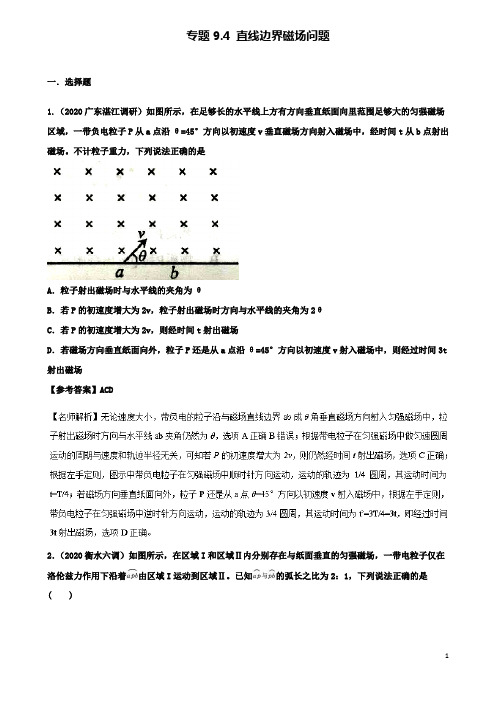 高考物理二轮复习考点第九章磁场专题直线边界磁场问题