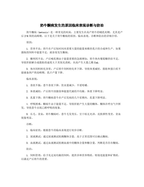 奶牛酮病发生的原因临床表现诊断与防治