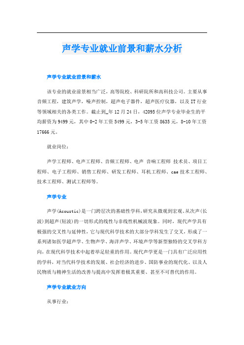 声学专业就业前景和薪水分析