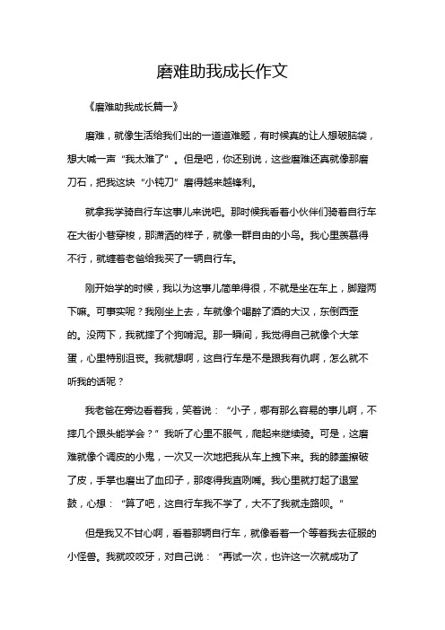 磨难助我成长作文