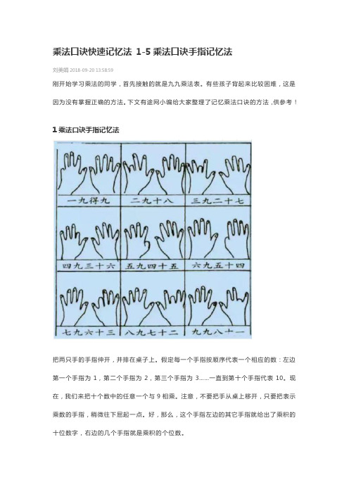 乘法口诀快速记忆法