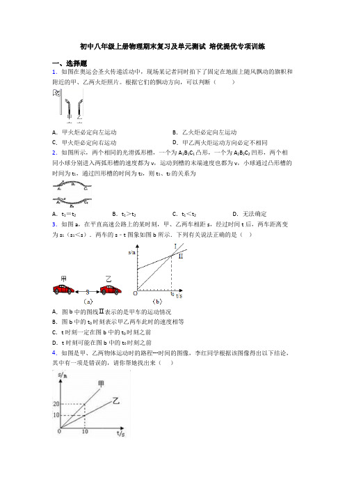 初中八年级上册物理期末复习及单元测试 培优提优专项训练