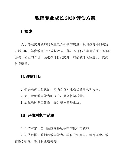 教师专业成长2020评估方案