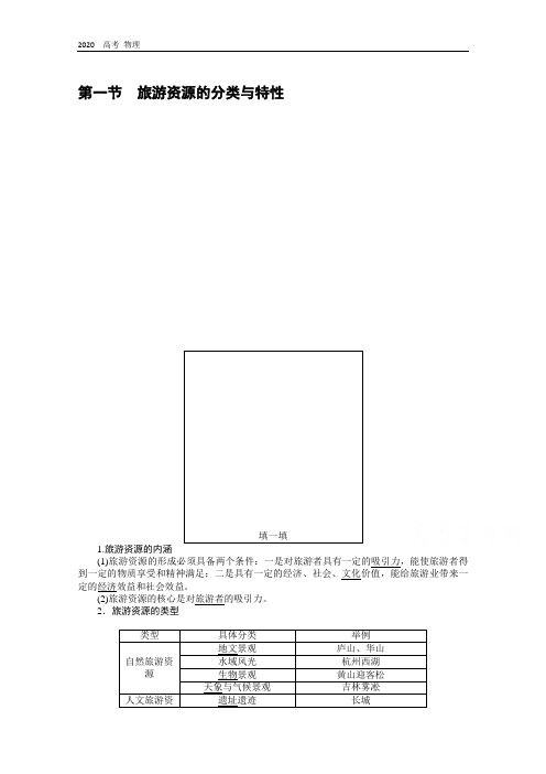 2020学年地理人教版选修3同步检测:2.1旅游资源的分类与特性