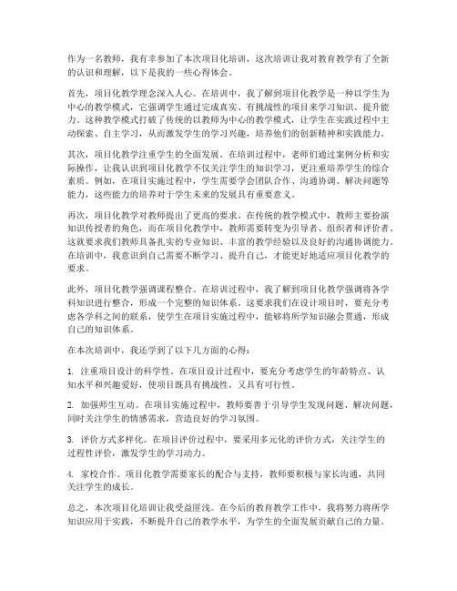 教师项目化培训心得体会