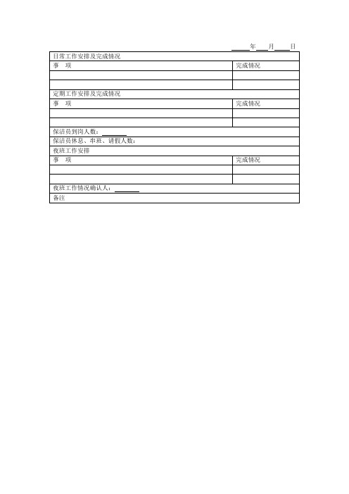 保洁工作日报表