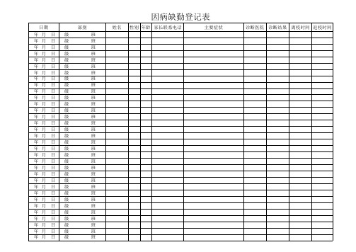 因病缺勤登记表