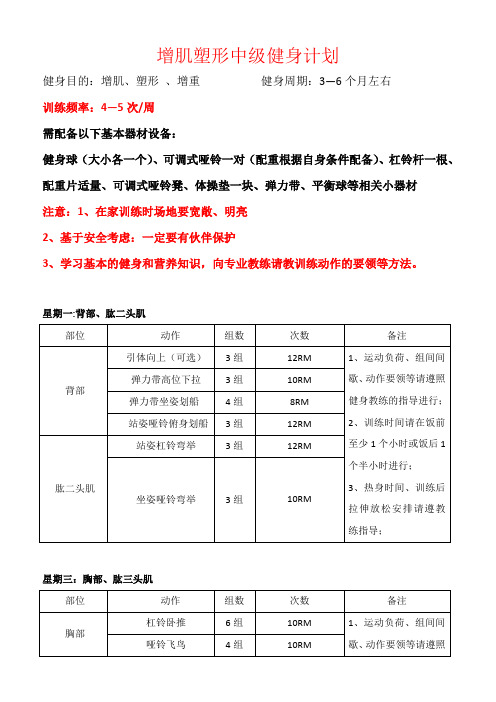 中级增肌计划