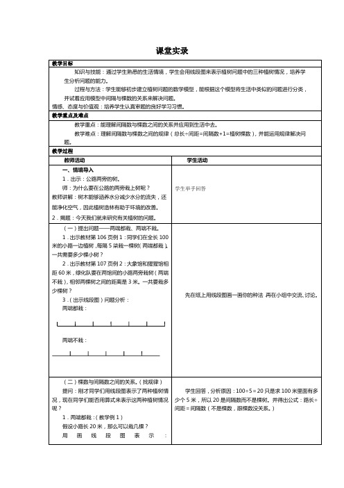 植树问题课堂实录