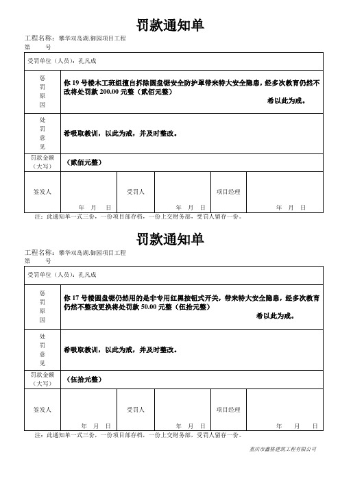 罚款通知单(2)