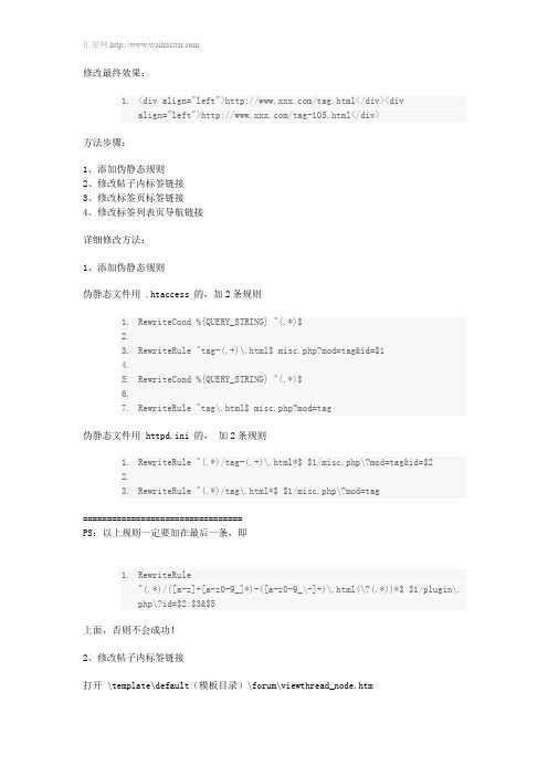 Discuz X2.5标签tab伪静态设置方法及规则