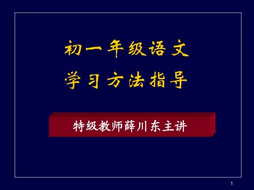 初一年级语文学法 第一讲 字词理解及运用要领