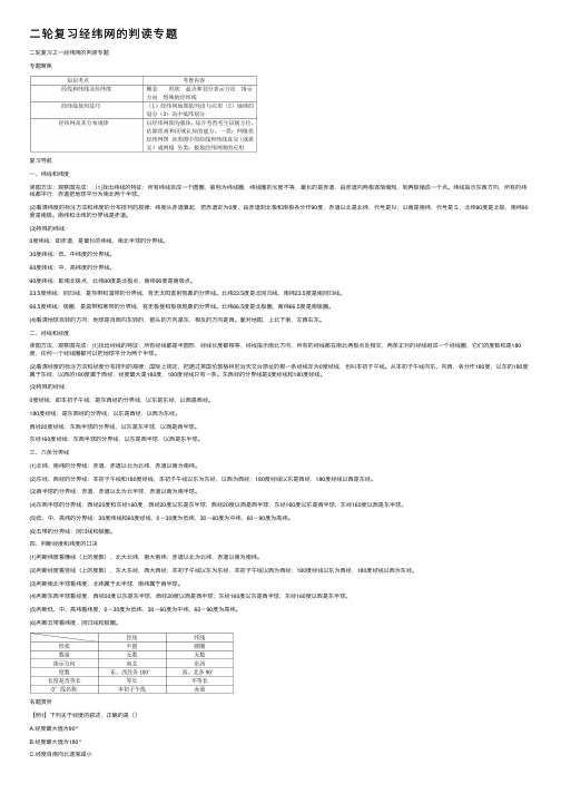 二轮复习经纬网的判读专题