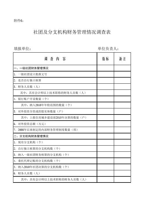 社团基本情况调查表