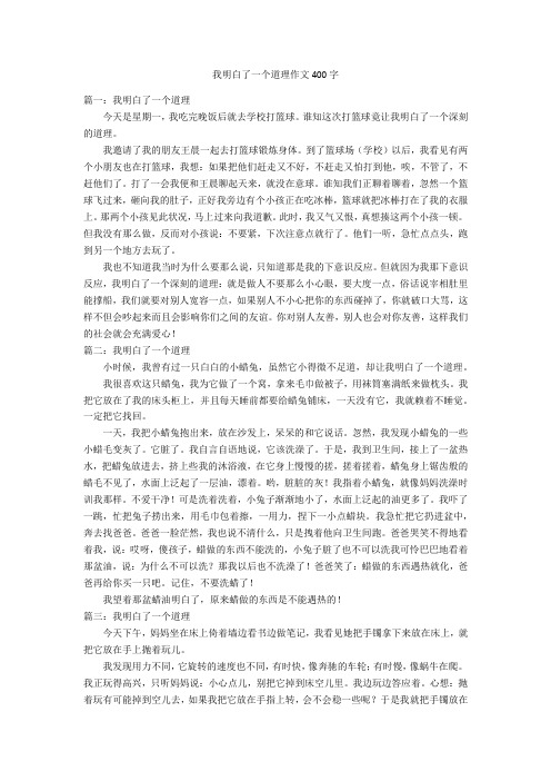 我明白了一个道理作文400字优秀作文