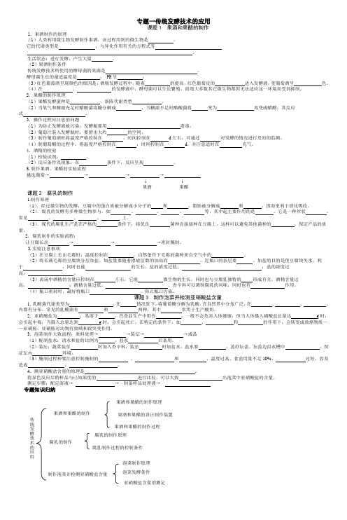 人教版试题试卷选修一专题一传统发酵技术的应用