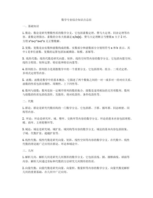 数学专业综合知识点总结