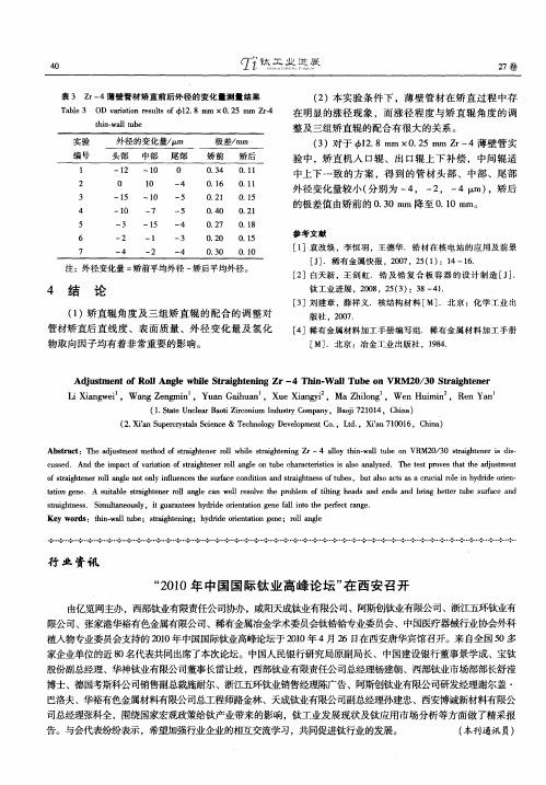 “2010年中国国际钛业高峰论坛”在西安召开