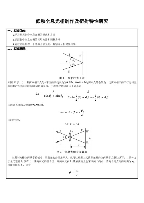 南昌大学低频全息光栅制作及衍射特性研究