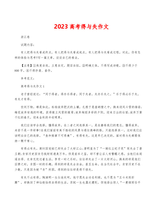 2023高考得与失作文