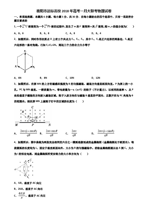 衡阳市达标名校2018年高考一月大联考物理试卷含解析