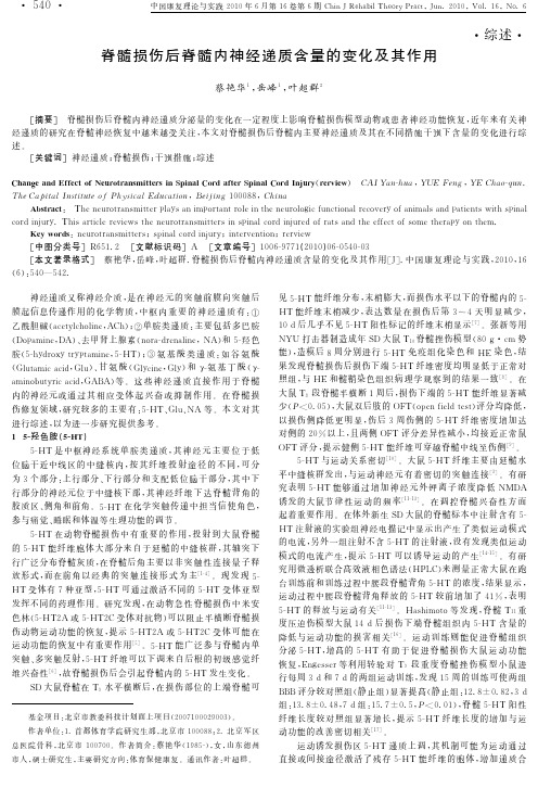 脊髓损伤后脊髓内神经递质含量的变化及其作用-中国康复理论与实践