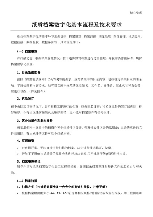 纸质档案数字化基本操作规范及技术经验要求