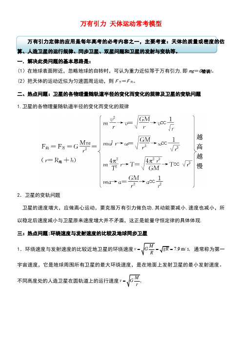 高考物理状元谋略四万有引力天体运动常考模型