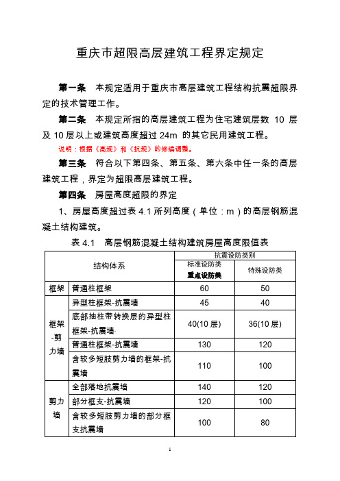 2020年重庆市超限高层建筑工程界定规定——调整1115参照模板