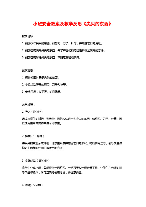 小班安全教案及教学反思《尖尖的东西》