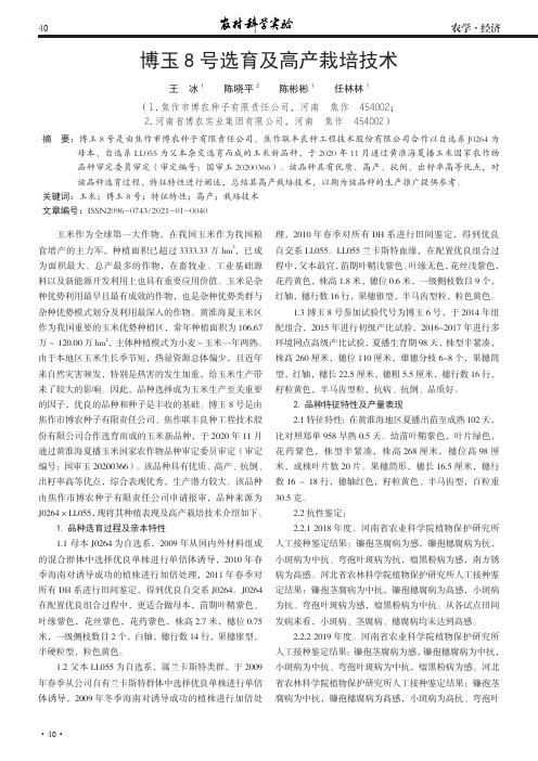 博玉8 号选育及高产栽培技术