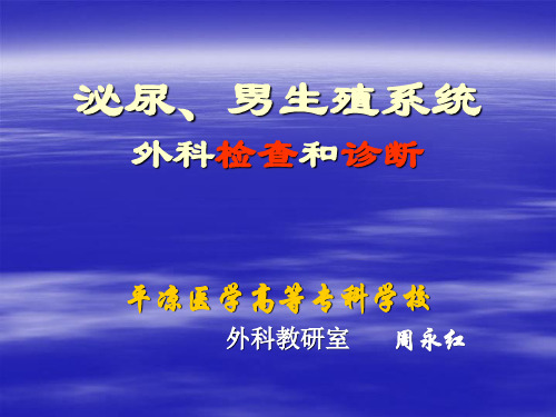 泌尿、男生殖系统外科检查和诊断