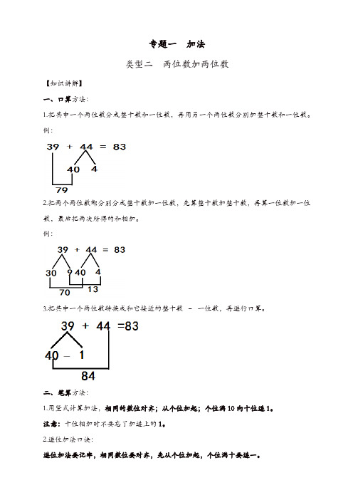 小学数学计算题专题一   加法-类型二   两位数加两位数