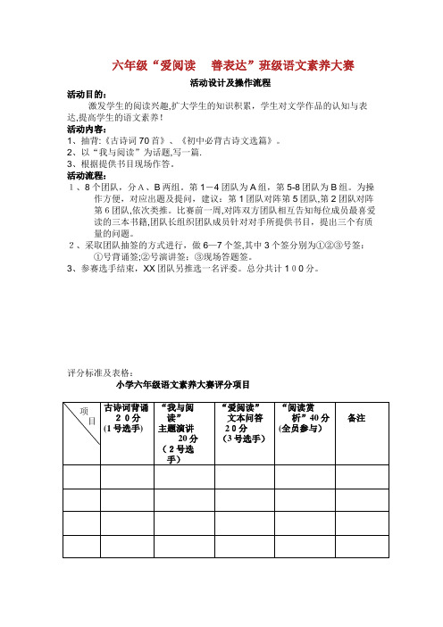 六年级爱阅读善表达班级语文素养大赛