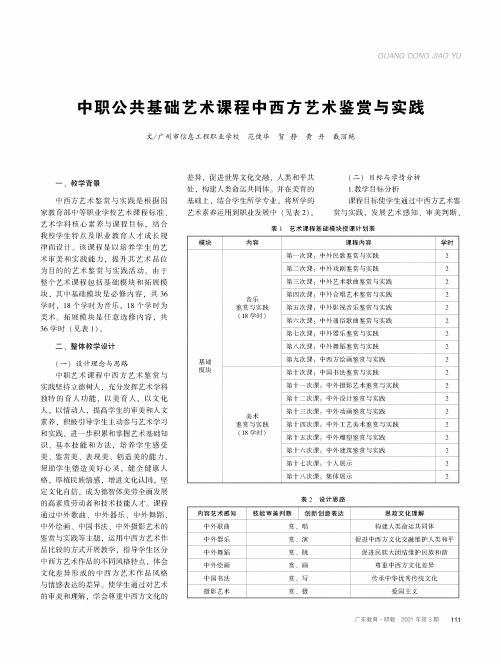 中职公共基础艺术课程中西方艺术鉴赏与实践